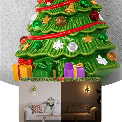 Christmas Tree Night Light - 3000K Warm White Plug-in Wall Light - 2 Pack