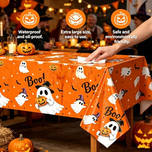 Halloween Party Plates Set with Napkins, Forks & Tablecloth - 73 Pieces