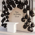 Black 22 Inch Round Metallic Foil Balloons Set - 20 Pieces with Ribbon - Birthday, Wedding, Halloween Decorations