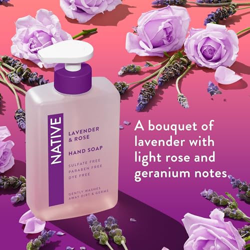 Native Liquid Hand Soap Lavender & Rose 13 oz - Non-Drying, Plant-Based Formula