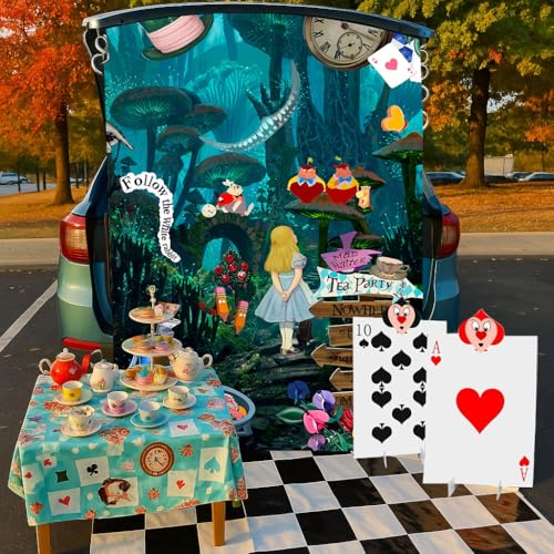 Green Wonderland Alice Party Decorations Kit for Trunk or Treat & Themed Events
