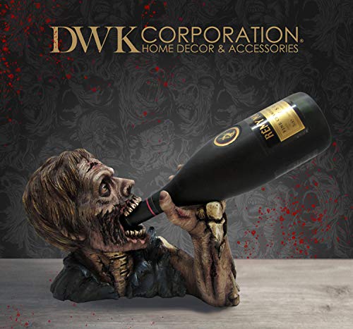 Zombie Wine Bottle Holder - Halloween Decor, 12-Inch Hand-Painted Resin Display Rack
