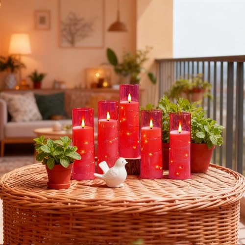 Pink Flameless LED Candles with Timer - 9 Pc Flickering Battery Operated Decor