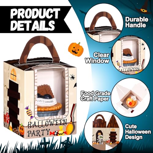 Halloween House Style Cupcake Box Set - 60 Clear Window Carriers for Treats