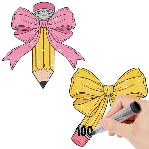 Bow Pencil Glitter Back to School Cutouts - 100PCS Classroom Decor Set