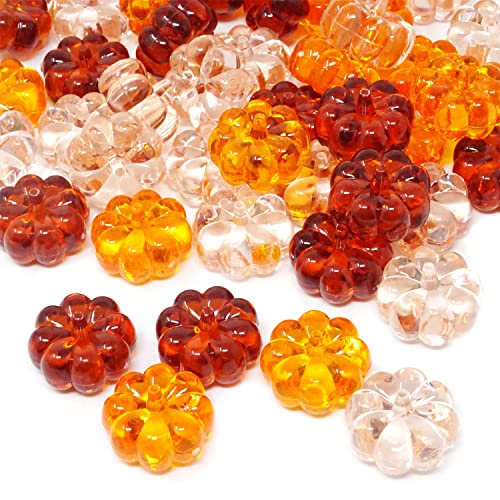 48PCS Acrylic Fall Decorations Pumpkin Beads for Thanksgiving Halloween Autumn Party