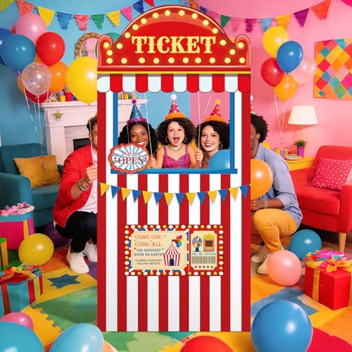 5.6Ft Carnival Ticket Booth Photo Prop Standup - Halloween Decorations