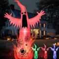 12 ft Halloween Inflatable Ghost Yard Decoration with Flashing Flame Light - Outdoor Spooky Decor
