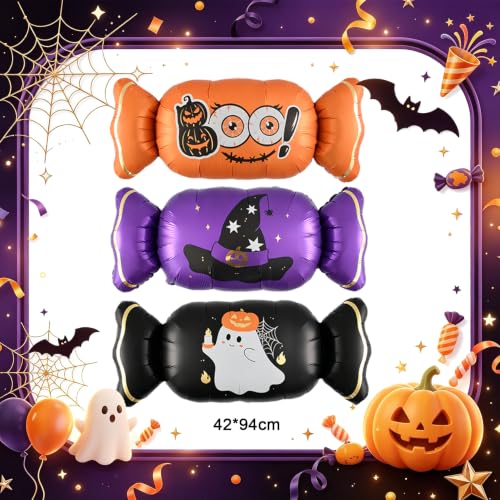 Halloween Foil Balloon Set - Ghost & Candy Shape Party Decorations 5 Pack