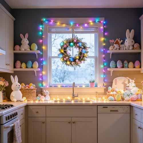Multicolor Easter String Lights 33FT 100 LED with 16 Light Modes - Green Wire