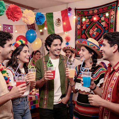 Colorful 6-7 Meme Drinking Straws for Kids and Parties - 8 Pack