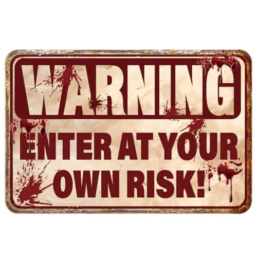 Halloween Outdoor Metal Yard Sign - Spooky Warning & Haunted Decor