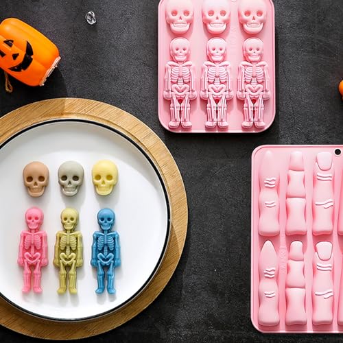 Halloween Silicone Mold Set with Skeleton & Witch Finger Shapes - Pink QY226