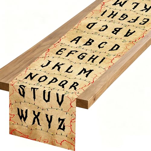 Happy Birthday Table Runner - Brown Stranger Alphabet Party Decoration