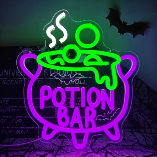 Potion Bar Halloween Neon Sign Witch Neon LED Wall Decor Dimmable USB Powered