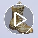 Military Boot Glass Ornament - Gold Combat Boot with Flag Patch, 3x2.75 Inches, Handcrafted Holiday Decor