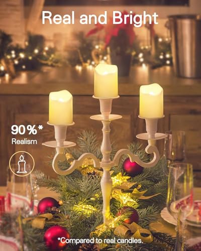 Flickering Flameless Votive Candles with Timer - 24 Pack LED Tea Lights, Warm White, Long Battery Life for Weddings & Holidays