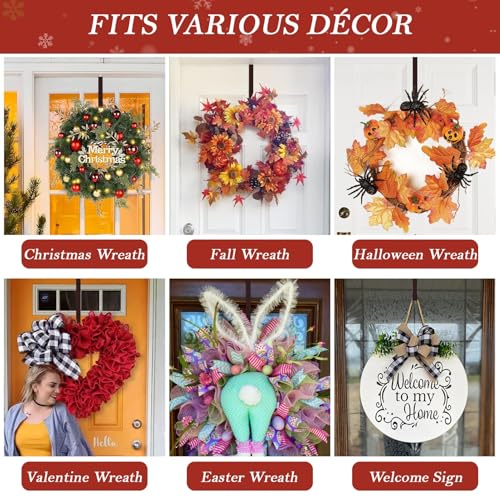 12-Inch Metal Wreath Door Hanger - Bronze 2-Pack | Heavy Duty Front Door Decor