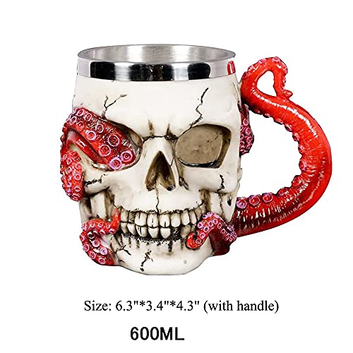 Skull Coffee Mug with Handle - 13oz Stainless Steel & Resin Halloween Gift