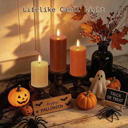 AFINETH Orange Flameless Candles with Remote - Fall Battery Operated Wax Pillars