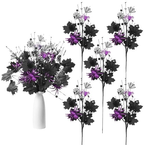 Black Purple Halloween Decorations Set - Indoor Farmhouse Style, 5 Pieces
