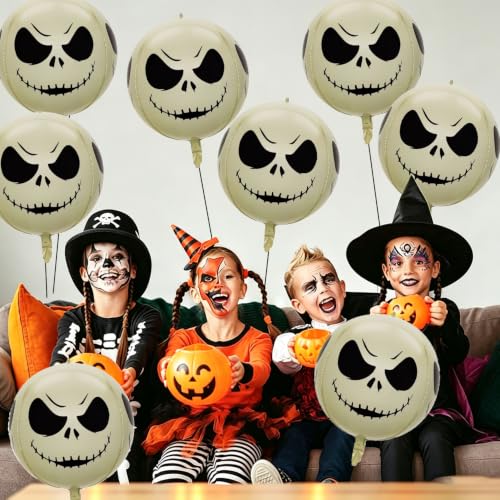 Green 8 Pcs 22 Inch 4D Skull Head Halloween Balloons Party Decorations
