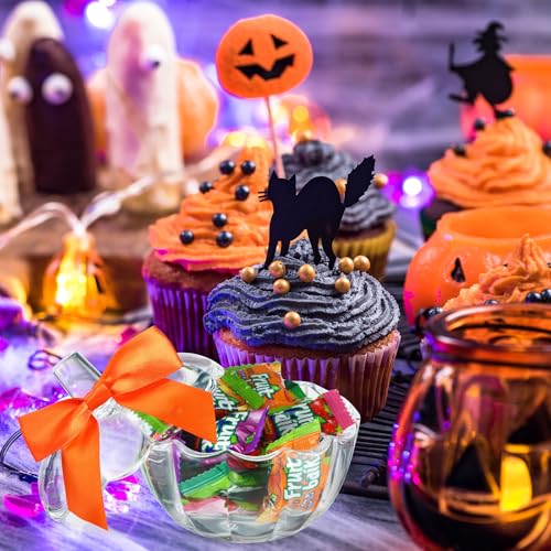 8-Piece Glass Pumpkin Candy Jars with Lids - Halloween Fall Decor Set
