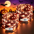 USB Plug-in Fairy Lights 33ft Orange LED String Lights 8 Modes for Halloween & Holiday Decor - 2 Pack