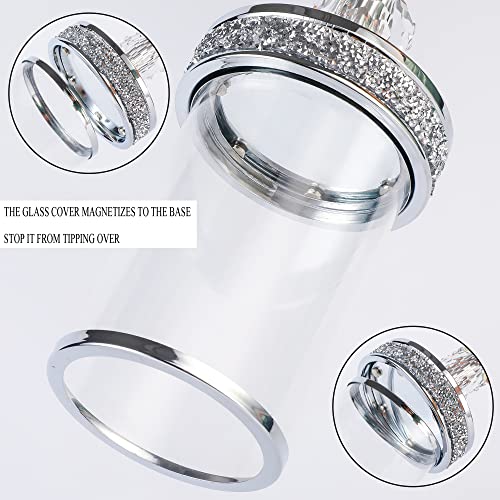 Crystal Ball Pillar Candle Holder with Windproof Glass Cover - Elegant Home Decor
