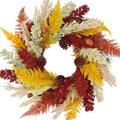 Aelora 24 Inch Fall Wreath for Front Door - Pine Cones, Wheat Ears, Autumn Decor - Variation A