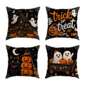 Halloween Throw Pillow Covers 18x18 Inch Set of 4 - Eerie Pumpkin Ghosts Bats