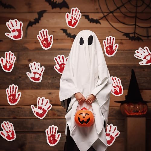Halloween Bloody Handprint Placemats - 50 Pack, 13 Inch Spooky Table Decor