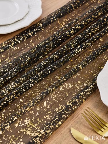 Halloween Black Gold 2-Pack 10FT Glitter Table Runners - Elegant Home Decor