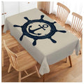Rudder Table Cover Marine Ship Wheel Anchor 52x70 Inch Water-Resistant Tablecloth