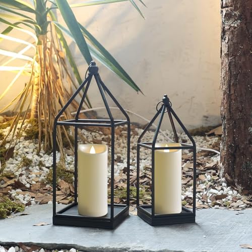 Cream White Outdoor Battery Operated Candles with Timer 3x7 Inches - 2 Pack