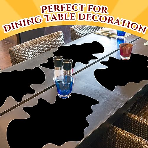 Halloween Bat Placemats Set of 6 - Black Leather Style - Bat / Black