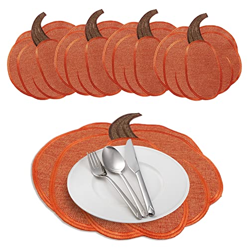 Autumn Harvest Pumpkin Placemats Set of 4 - Fall Thanksgiving Table Decor