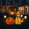 Fall Lighted Outdoor Decor with Labrador on Pumpkin - 47-inch Yard Display with Warm White LED Lights