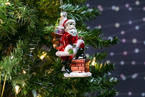 Santa on Chimney Christmas Ornament - Holiday Holiday Decorations
