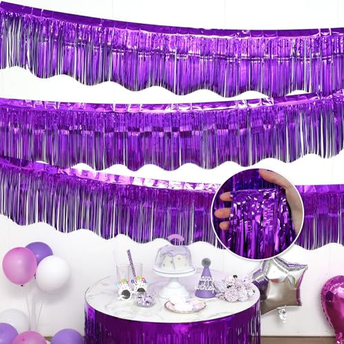 Purple Foil Fringe Tinsel Garland - 6 Pack Party Decorations