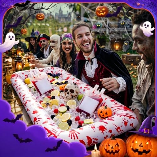Large Halloween Inflatable Cooler Set - Spooky Blood Pattern, 52.76 x 25.2 Inches