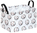 Kids Storage Basket - Baseball Waterproof Foldable Toy Organizer with Handles