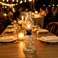 Adjustable Glass Oil Lamp with Black Dimmer, Hurricane Replica Decor - 1 Piece