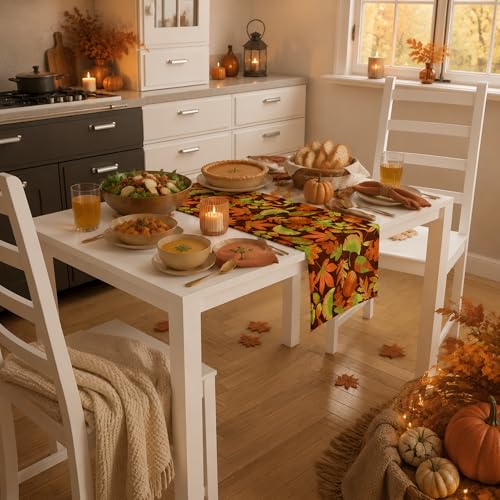Fall Leaves Table Runner - Autumn Decor for Thanksgiving & Friendsgiving