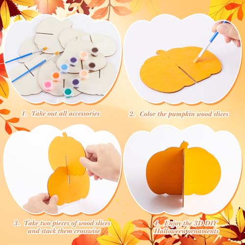 Solid Wooden Pumpkin Crafts Kit - 4.7 Inch Fall Thanksgiving Decor