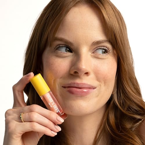 Burt's Bees Lip Oil for Valentine's Day, Clear Day, Instant Hydration, Nourishes and Softens Lips, High Shine Finish, Responsibly Sourced Jojoba Oil, Non Sticky, Wand Applicator, 0.15 Ounce