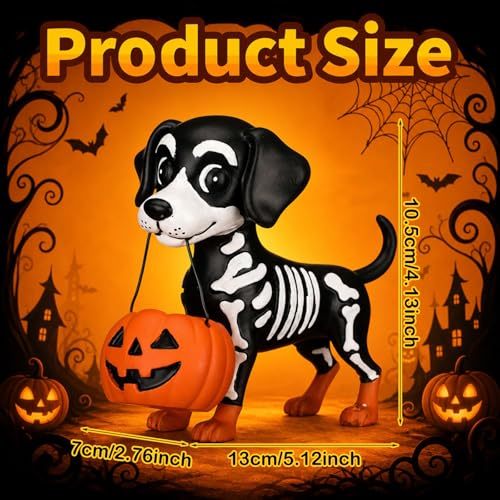 Ghost Dog Halloween Figurine - Cute Resin Spooky Tabletop Decor