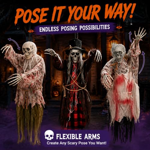 Halloween Hanging Skeleton Decorations 3 Pack Outdoor Indoor Porch Tree Scene Set