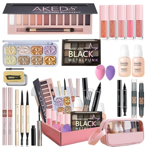 Full Makeup Kit for Women and Teens with Eyeshadow Lipstick Blush & Storage Bag