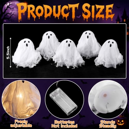 Light Up Ghost Decorations Set of 5 Halloween Indoor Centerpieces